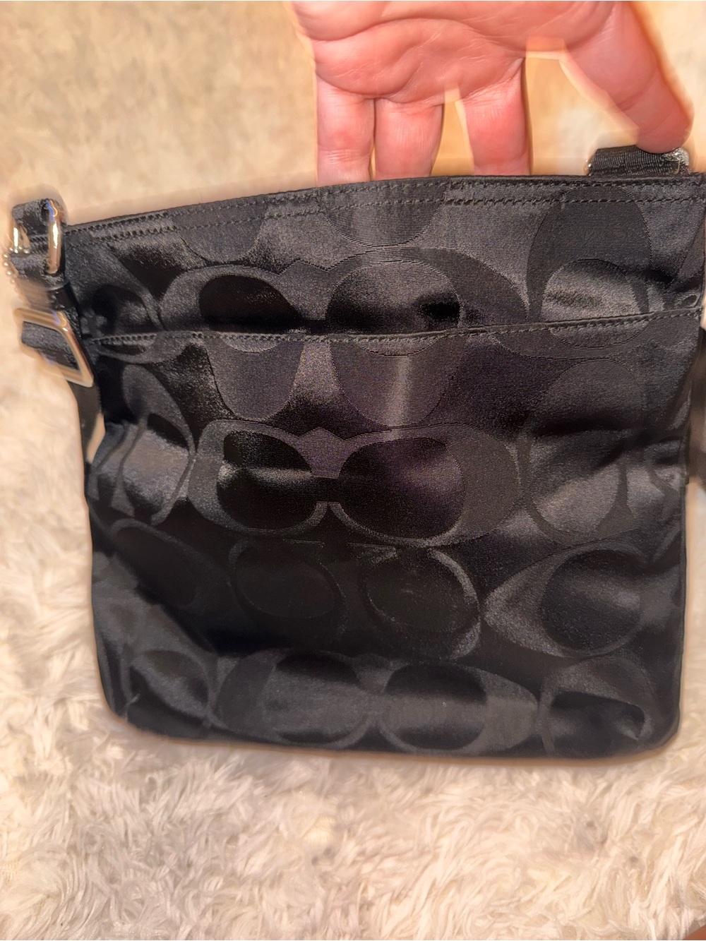 Coach Black Signature Nylon Crossbody Shoulder Bag - Picture 5 of 7